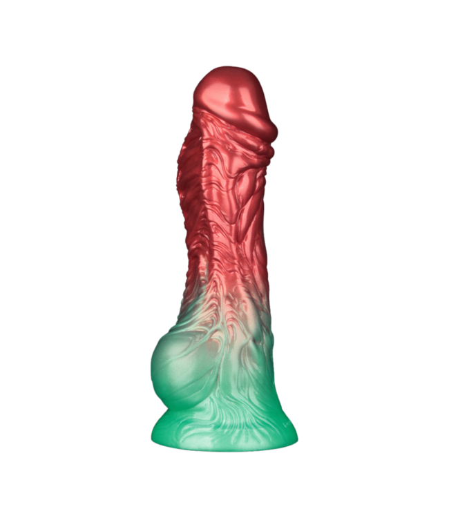 Rimba LoveToy - Dual Density Opblaasbare Dildo 8"/ 20 cm - Rood/Groen