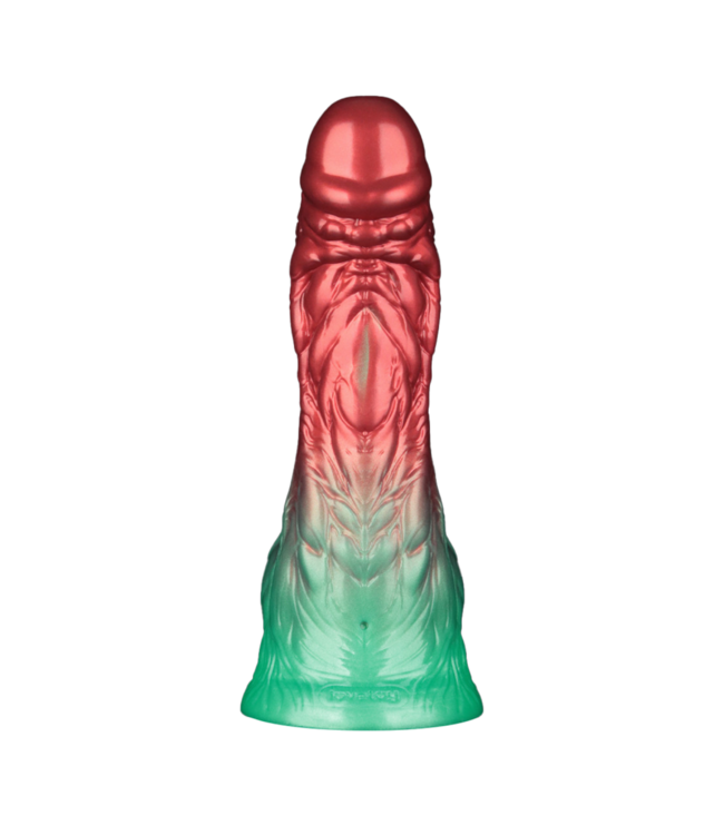 Rimba LoveToy - Dual Density Opblaasbare Dildo 8"/ 20 cm - Rood/Groen