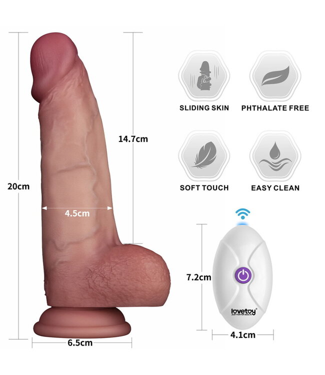 Rimba LoveToy - Vibrerende Sliding Skin Pro II met afstandsbediening -  8" / 20 cm - Nude