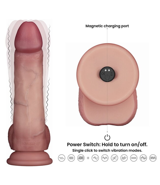 Rimba LoveToy - Vibrerende Sliding Skin Pro II met afstandsbediening -  8" / 20 cm - Nude