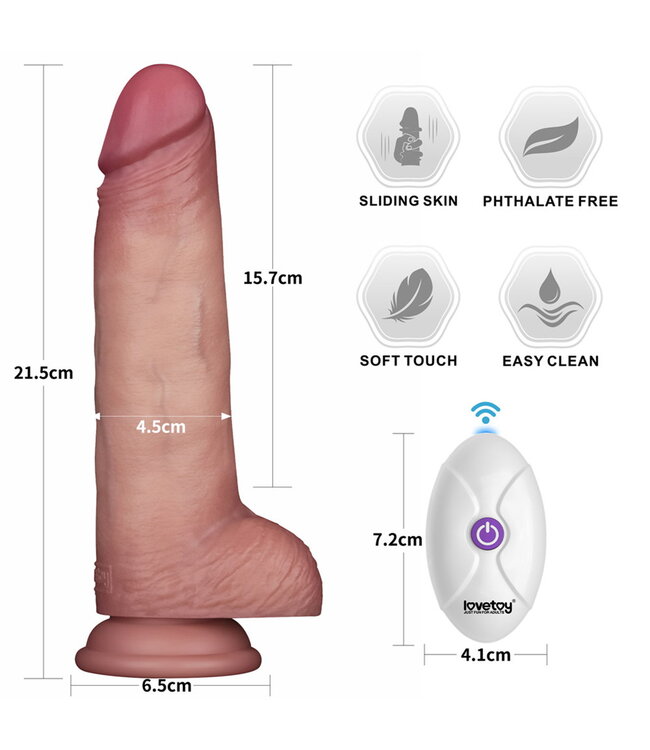 Rimba LoveToy - Vibrerende Sliding Skin Pro II met afstandsbediening - 8,5" / 22 cm - Nude