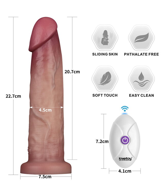 Rimba LoveToy - Vibrerende Sliding Skin Pro II met afstandsbediening - 9" / 23 cm - Nude