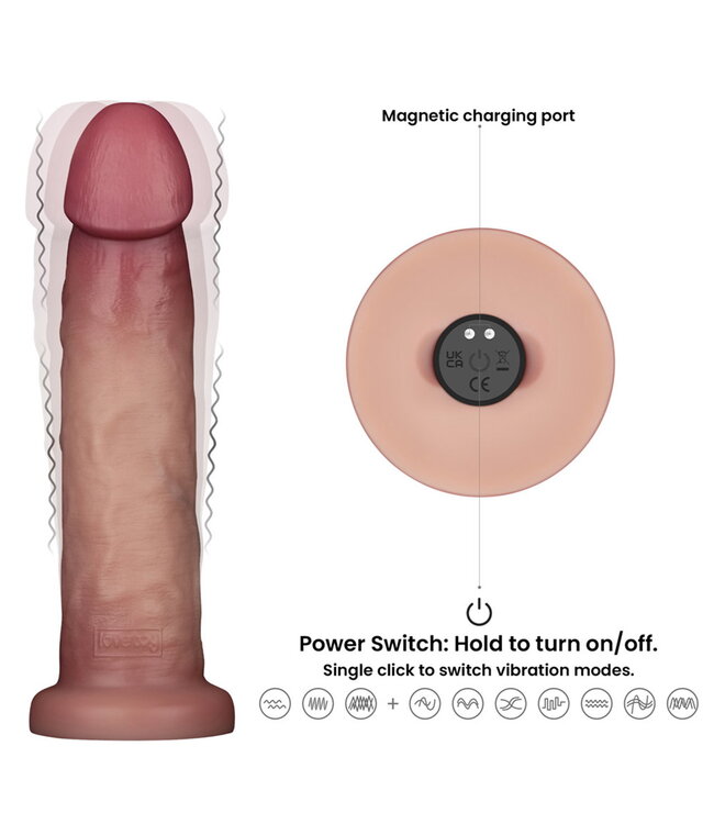 Rimba LoveToy - Vibrerende Sliding Skin Pro II met afstandsbediening - 9" / 23 cm - Nude