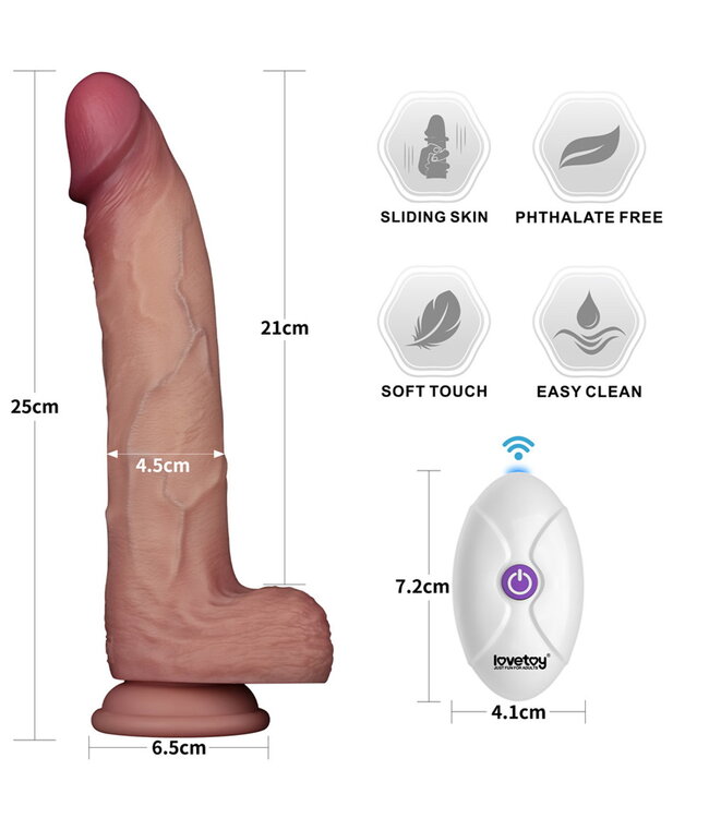 Rimba LoveToy - Vibrerende Sliding Skin Pro II met afstandsbediening - 10"/ 25 cm - Nude