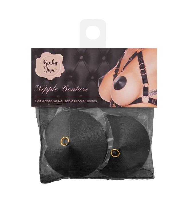 Kinky Diva PU Leather Nipple Covers Ring
