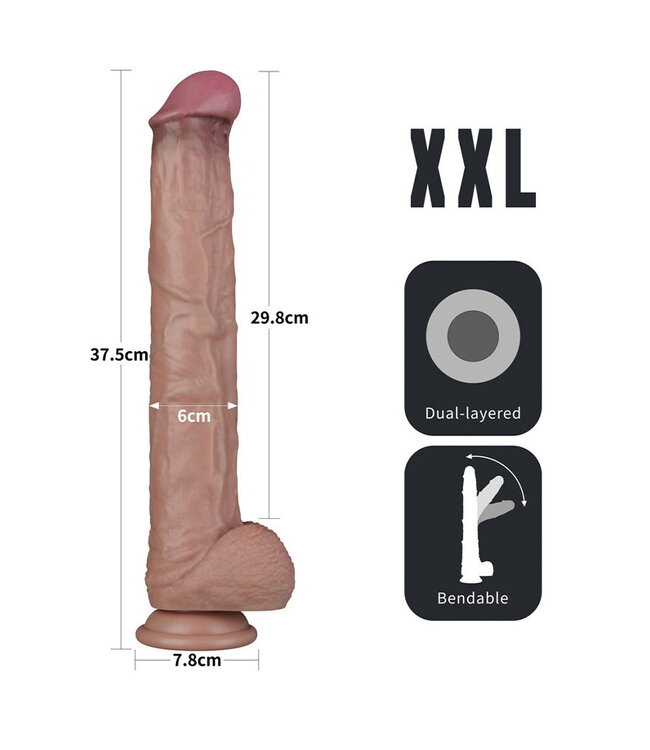Rimba LoveToy - Nature Cock - 14,5" Dual Layered Bendable Cock XXL - Nude
