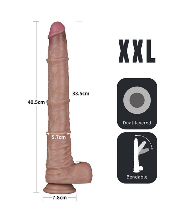Rimba LoveToy - Nature Cock - 16" Dual Layered Bendable Cock XXL -Nude