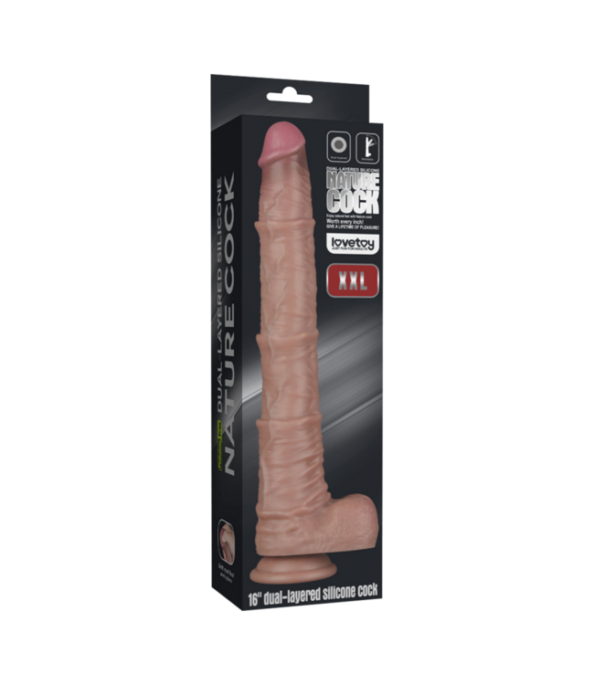 Rimba LoveToy - Nature Cock - 16" Dual Layered Bendable Cock XXL -Nude