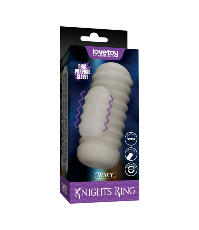 Rimba LoveToy - Knights Ring - Vibrerende Dual Purpose Sleeve - Golvend - Wit