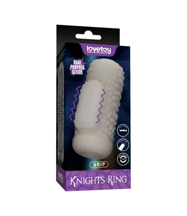 Rimba LoveToy - Knights Ring - Vibrerende Dual Purpose Sleeve - Drip - Wit