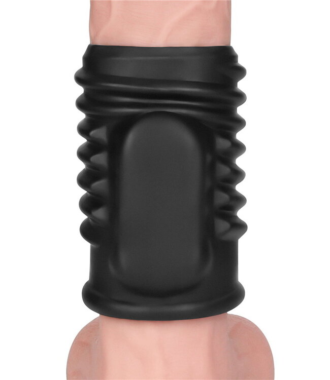 Rimba LoveToy - Spiral Knights Ring - Vibrerende Penis Sleeve (Ø 3,7 cm) - Zwart