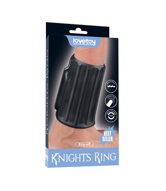 Rimba LoveToy - Ridge Knights Ring - Vibrerende Penis Sleeve (Ø 3,7 cm) - Zwart