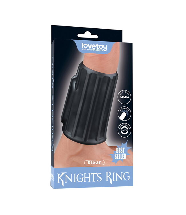 Rimba LoveToy - Ridge Knights Ring - Vibrerende Penis Sleeve (Ø 3,7 cm) - Zwart