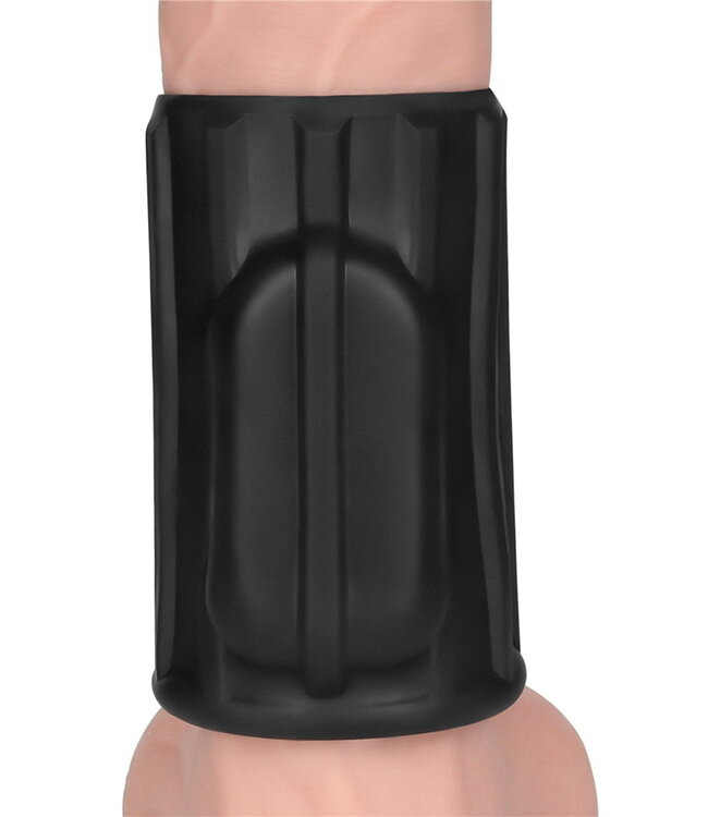 Rimba LoveToy - Ridge Knights Ring - Vibrerende Penis Sleeve (Ø 3,7 cm) - Zwart