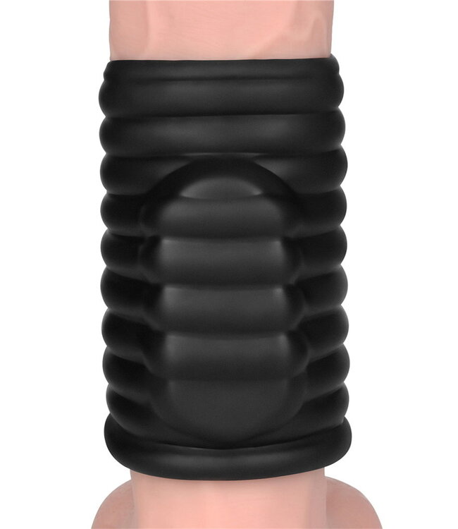 Rimba LoveToy - Wave Knights Ring - Vibrerende Penis Sleeve (Ø 3,7 cm) - Zwart