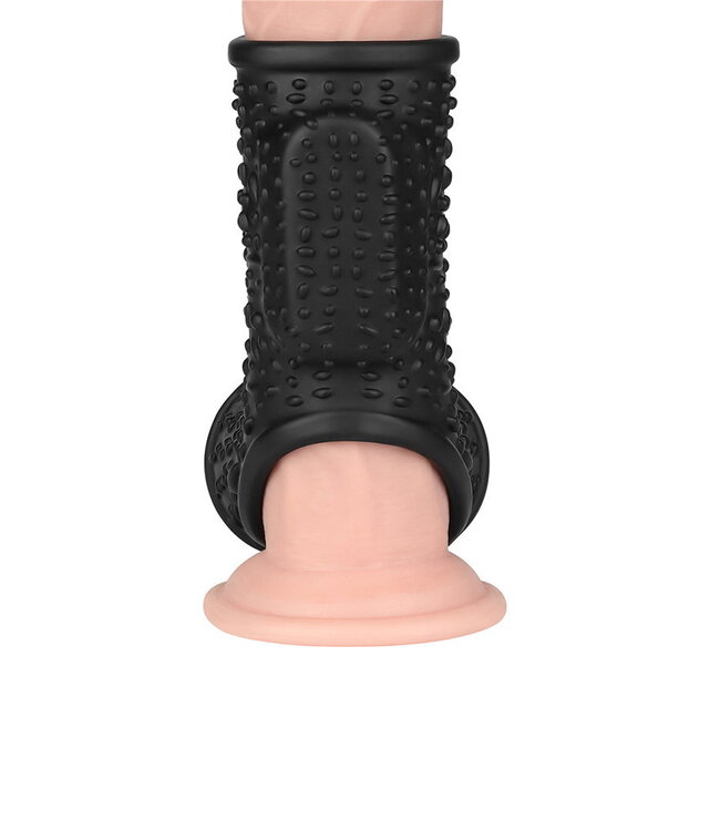 Rimba LoveToy - Drip Knights Ring - Vibrerende Penis en Scrotum Sleeve (Ø 2,8 cm) - Zwart