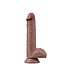 Rimba LoveToy - Dubbellaagse siliconen dildo 23,5 cm (Ø 4,3 cm) - Bruin