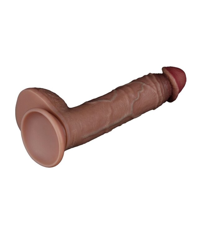 Rimba LoveToy - Dubbellaagse siliconen dildo 23,5 cm (Ø 4,3 cm) - Bruin