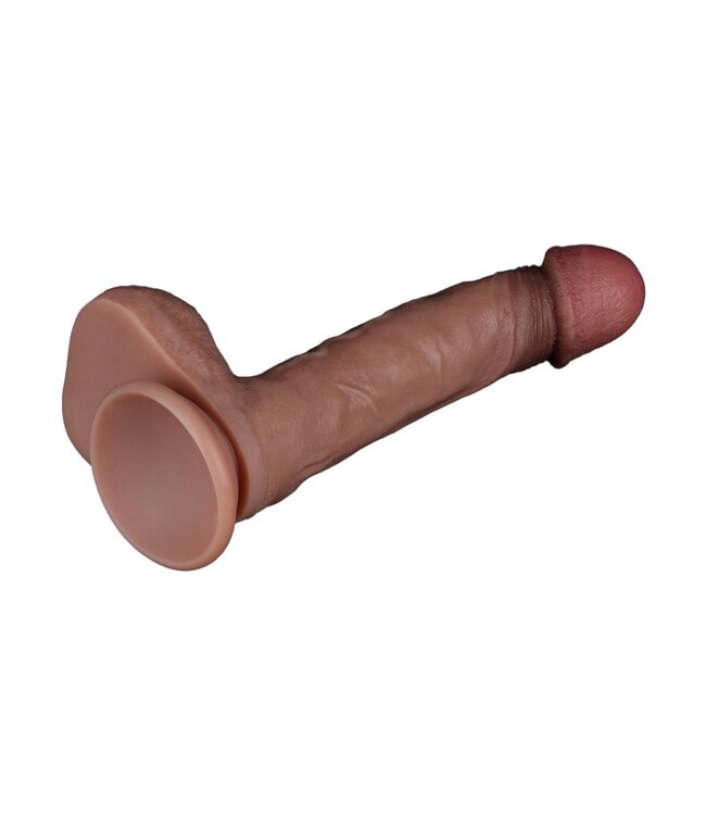 Rimba LoveToy - Dubbellaagse siliconen dildo 22,5 cm (Ø 4,2 cm) - Bruin
