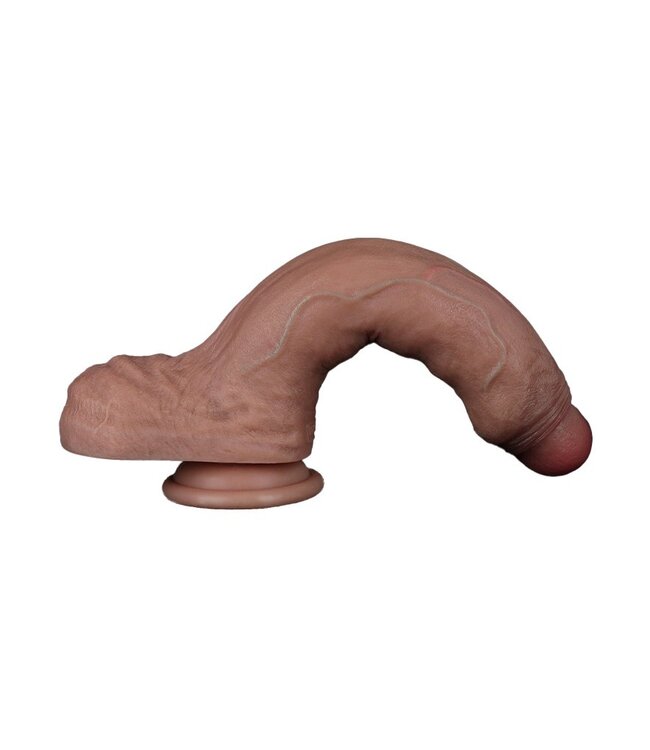 Rimba LoveToy - Dubbellaagse siliconen dildo 22 cm (Ø 4,2 cm) - Bruin