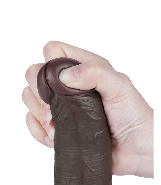 Rimba LoveToy - Glijdende Huid Dildo 20,8 cm (Ø 4 cm) - Zwart