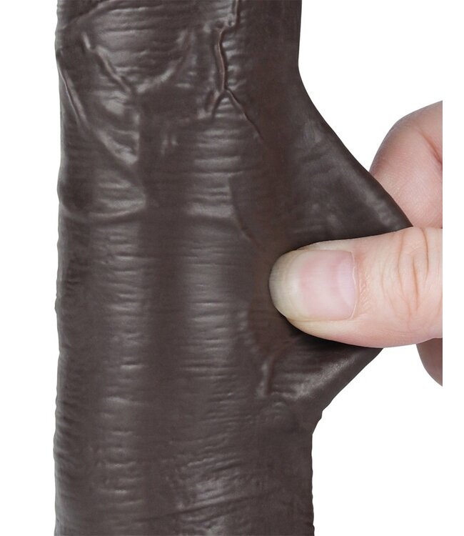 Rimba LoveToy - Glijdende Huid Dildo 20,8 cm (Ø 4 cm) - Zwart