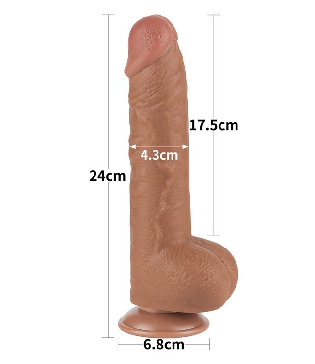 Rimba LoveToy - Sliding Skin Dildo 24 cm (Ø 4,3 cm) - Bruin