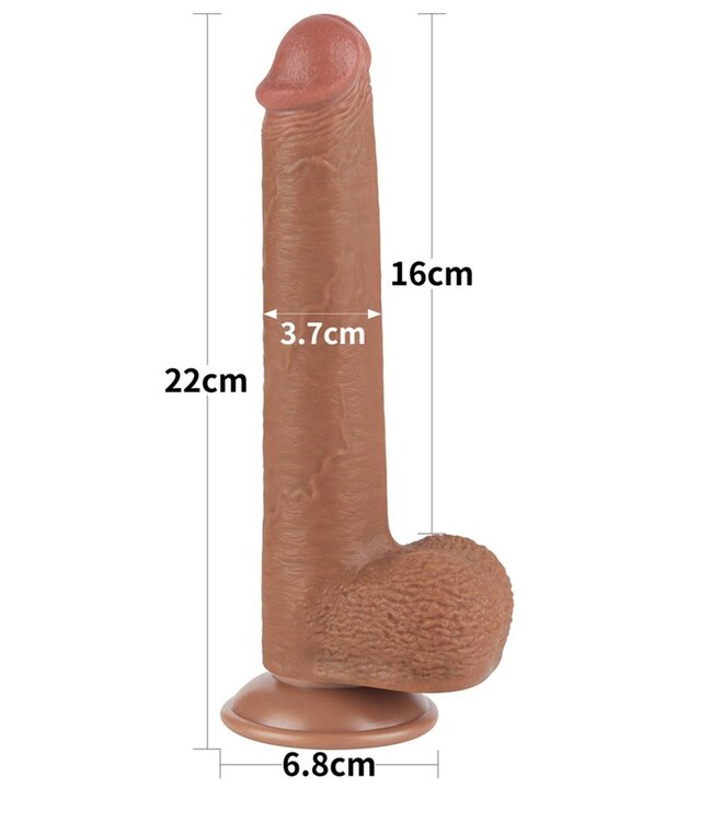Rimba LoveToy - Sliding Skin Dildo 22 cm (Ø 3,7 cm) - Bruin