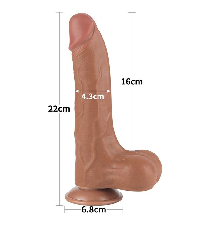 Rimba LoveToy - Sliding Skin Dildo 22 cm (Ø 4,3 cm) - Bruin