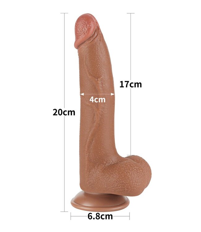 Rimba LoveToy - Sliding Skin Dildo 20 cm (Ø 4 cm) - Bruin