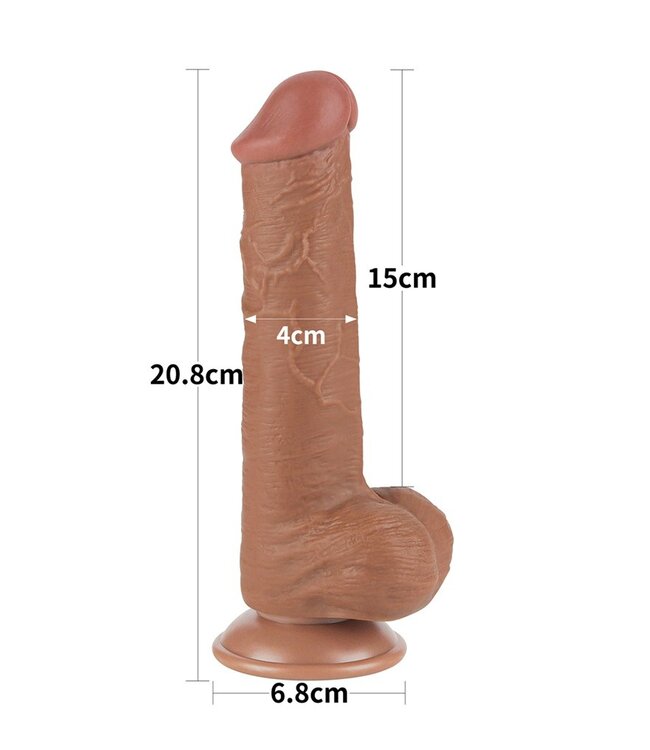Rimba LoveToy - Sliding Skin Dildo 20,8 cm (Ø 4 cm) - Bruin