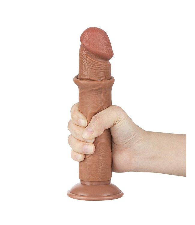 Rimba LoveToy - Sliding Skin Dildo 20 cm (Ø 3,8 cm) - Bruin