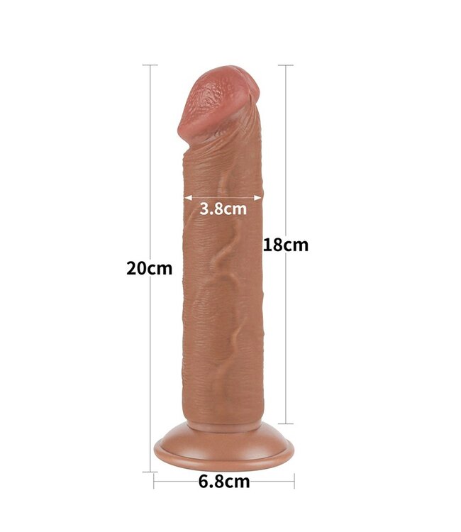 Rimba LoveToy - Sliding Skin Dildo 20 cm (Ø 3,8 cm) - Bruin