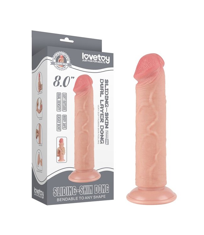 Rimba LoveToy - Glijdende Huid Dildo 20 cm (Ø 3.8 cm) - Nude