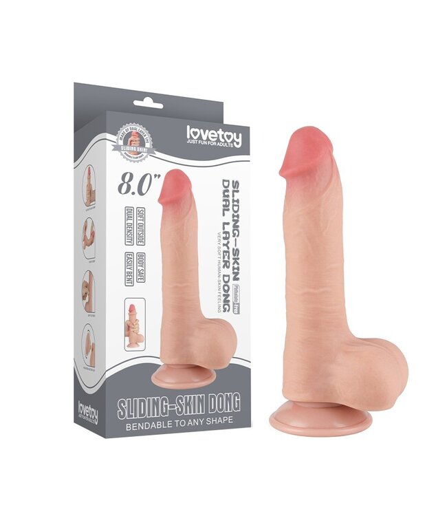 Rimba LoveToy - Glijdende Huid Dildo 20 cm (Ø 3.9 cm) - Nude