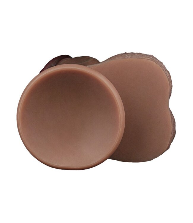 Rimba LoveToy - Dubbellaagse siliconen dildo XXL 33 cm (Ø7,6 cm) - Bruin