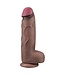 Rimba LoveToy - Dubbellaagse siliconen dildo XXL 31 cm (Ø7.6 cm) - Bruin