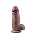 Rimba LoveToy - Dubbellaagse siliconen dildo XXL 24.6 cm (Ø 7 cm) - Bruin