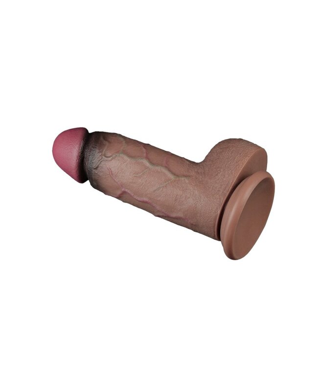 Rimba LoveToy - Dubbellaagse siliconen dildo XXL 24.6 cm (Ø 7 cm) - Bruin