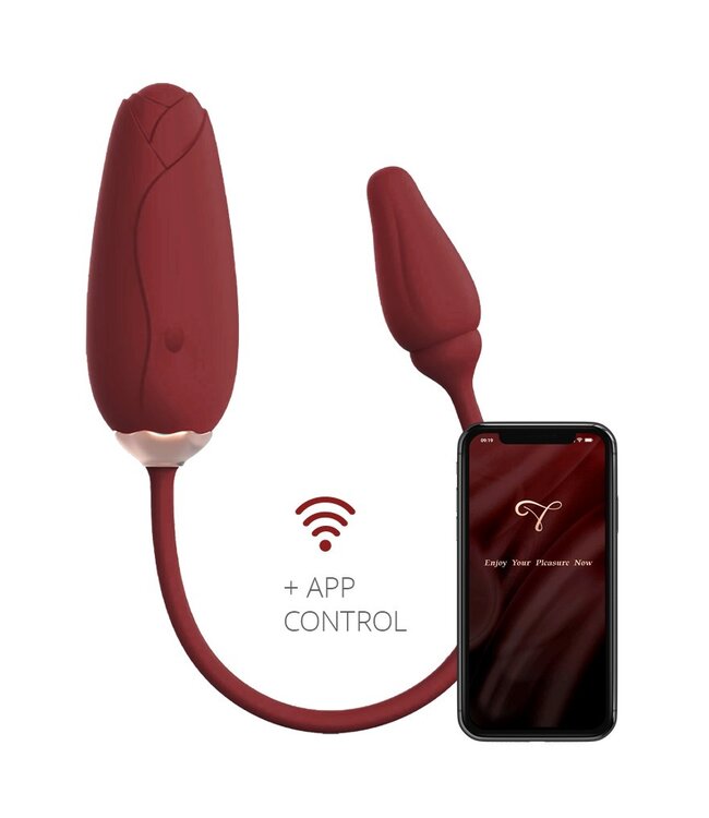 Rimba Viotec - Flora - Draagbare Vibrator met Appbediening - Goud & Wijnrood