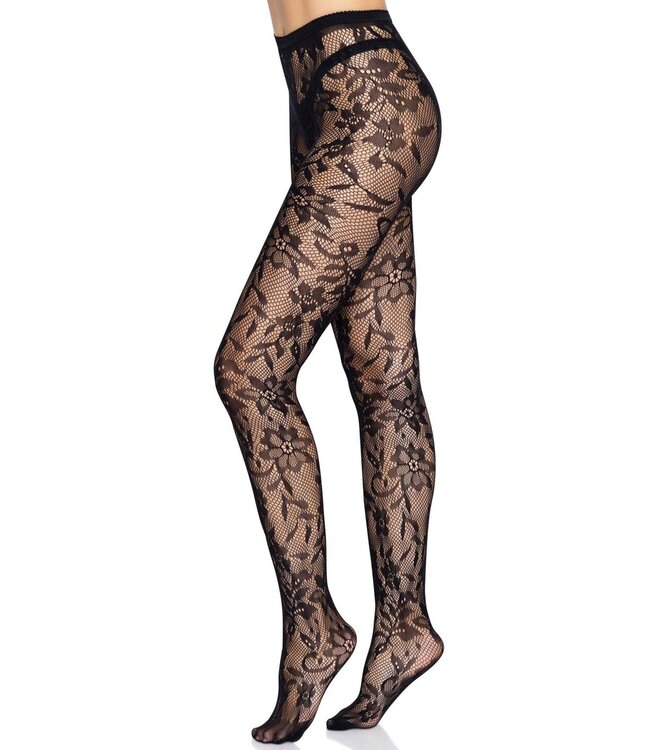 Leg Avenue Seamless Floral Lace Tights