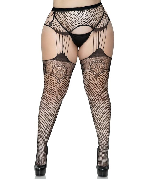 Leg Avenue Net garterbelt stockings +