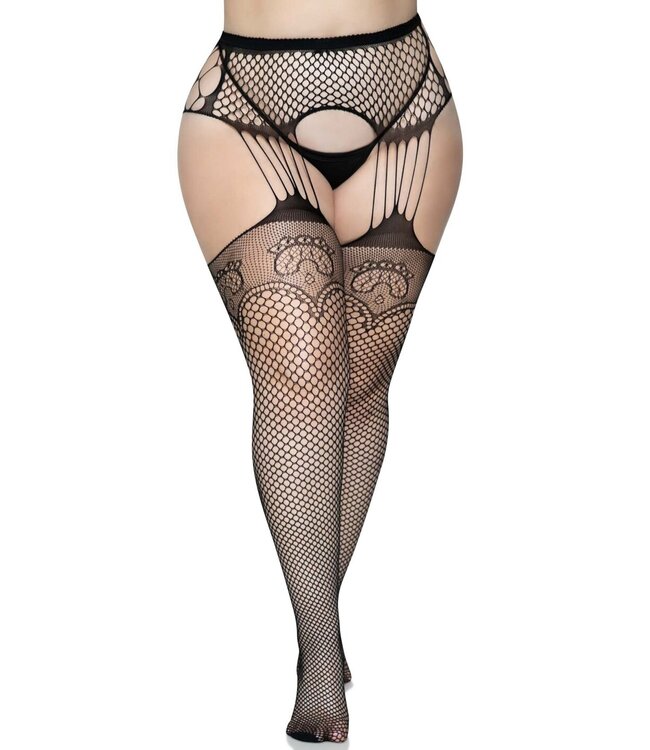 Leg Avenue Net garterbelt stockings +