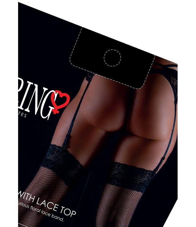 Daring Intimates Net Stockings with Lace Top