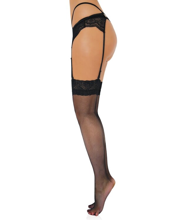 Daring Intimates Net Stockings with Lace Top