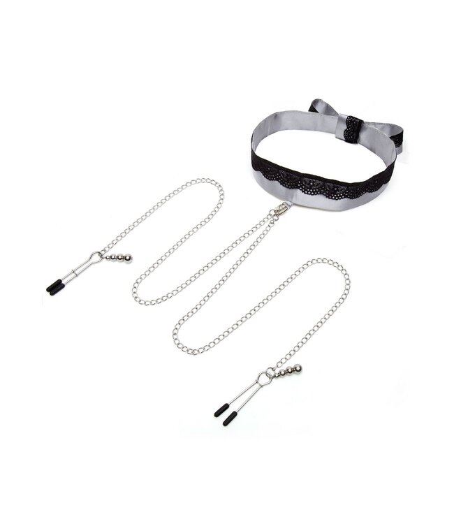 Fifty Shades of Grey Play Nice Satin & Lace Collar & Nipple Clamps