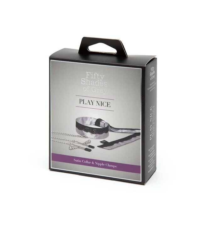 Fifty Shades of Grey Play Nice Satin & Lace Collar & Nipple Clamps