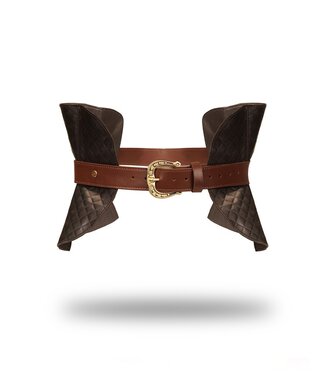 Rimba Liebe Seele - Leren Korset - Zwart, Bruin & Goud