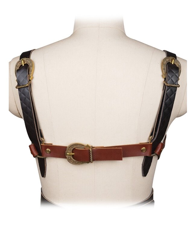 Rimba Liebe Seele - Leren Bustier - Zwart, Bruin & Goud