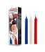 Rimba Rimba Bondage Play - Hot Wax SM Kaarsen (3 stuks) - Blauw, Wit & Rood